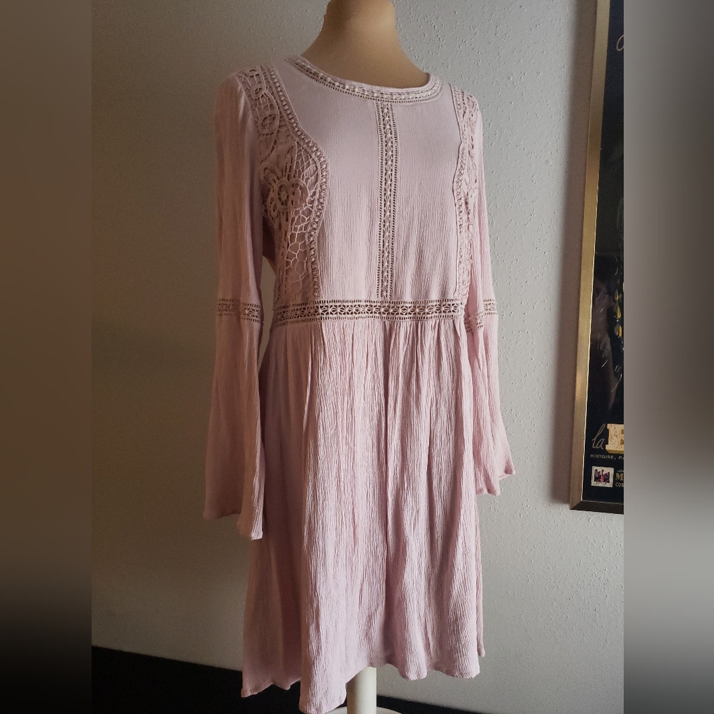 Nina Leonard Light Pink Lace Dress